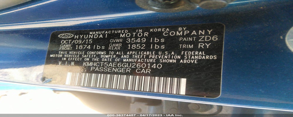 KMHCT5AE6GU260140 2016 HYUNDAI ACCENT photo no. 9