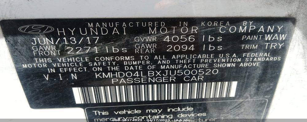 KMHD04LBXJU500520 2018 HYUNDAI ELANTRA photo no. 9