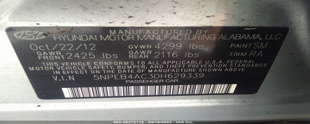 5NPEB4AC3DH629339 2013 HYUNDAI SONATA photo no. 9