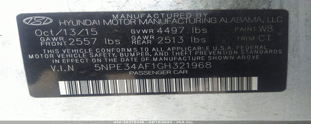 5NPE34AF1GH321968 2016 HYUNDAI SONATA photo no. 9