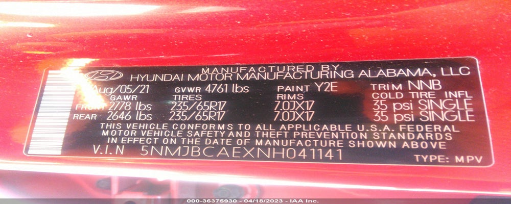 5NMJBCAEXNH041141 2022 HYUNDAI TUCSON photo no. 9