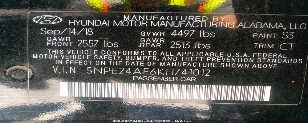 5NPE24AF6KH741012 2019 HYUNDAI SONATA photo no. 9