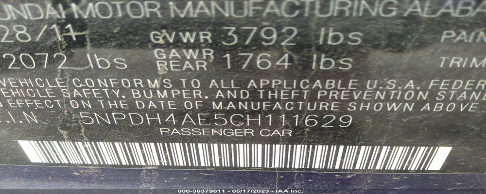 5NPDH4AE5CH111629 2012 HYUNDAI ELANTRA photo no. 9