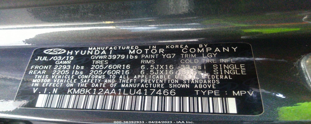 KM8K12AA1LU417466 2020 HYUNDAI KONA photo no. 9