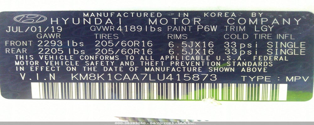 KM8K1CAA7LU415873 2020 HYUNDAI KONA photo no. 9
