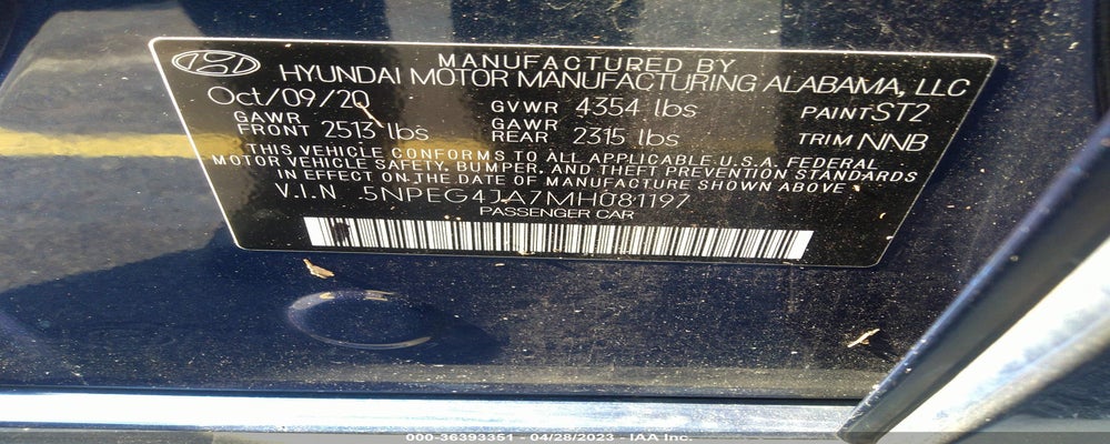5NPEG4JA7MH081197 2021 HYUNDAI SONATA photo no. 9