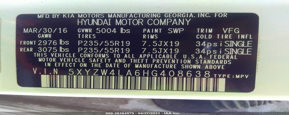5XYZW4LA6HG408638 2017 HYUNDAI SANTA FE SPORT photo no. 9