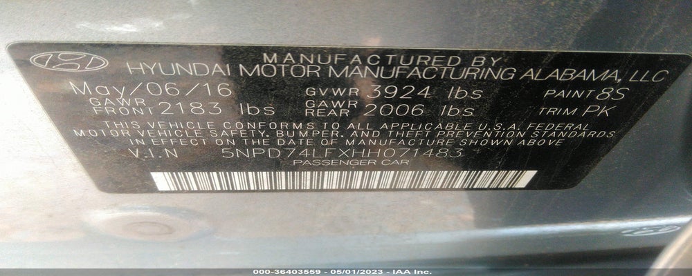 5NPD74LFXHH071483 2017 HYUNDAI ELANTRA photo no. 9
