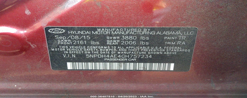 5NPDH4AE4GH757234 2016 HYUNDAI ELANTRA photo no. 9