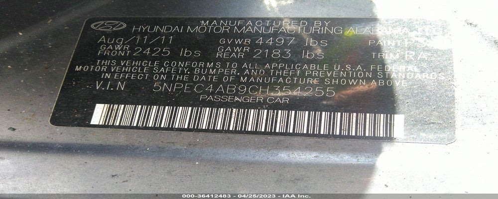 5NPEC4AB9CH354255 2012 HYUNDAI SONATA photo no. 9