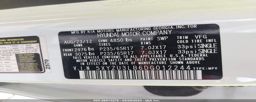 5XYZU3LB6DG012244 2013 HYUNDAI SANTA FE photo no. 9