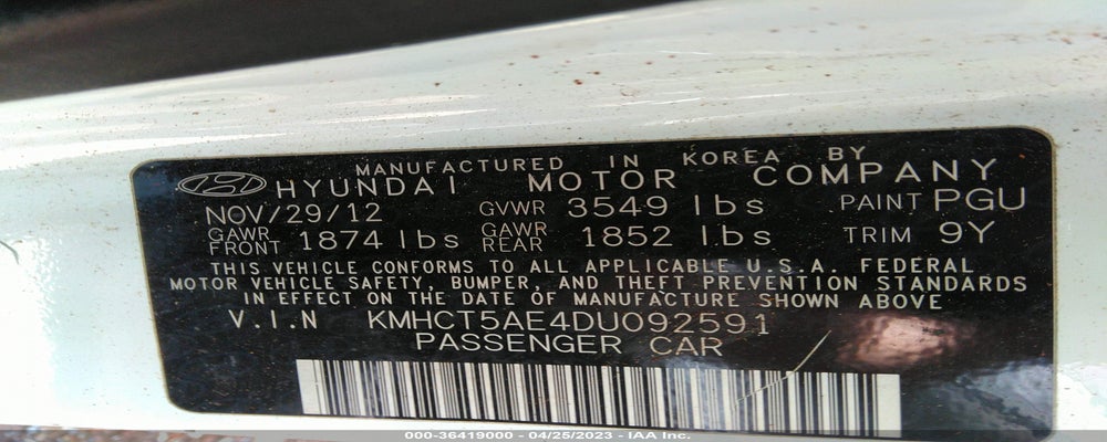 KMHCT5AE4DU092591 2013 HYUNDAI ACCENT photo no. 9