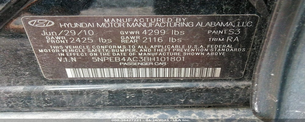 5NPEB4AC3BH101801 2011 HYUNDAI SONATA photo no. 9