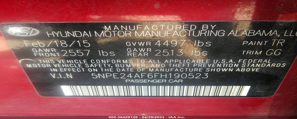5NPE24AF6FH190523 2015 HYUNDAI SONATA photo no. 9
