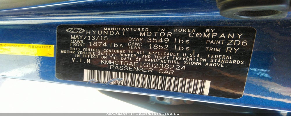KMHCT5AE1GU238224 2016 HYUNDAI ACCENT photo no. 9