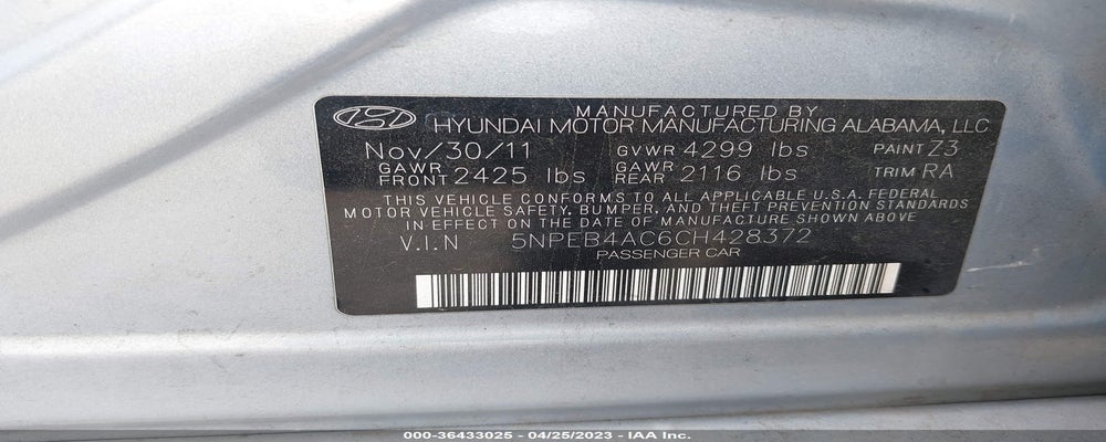 5NPEB4AC6CH428372 2012 HYUNDAI SONATA SE/SONATA LIMITED photo no. 9
