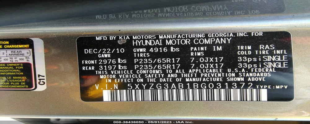 5XYZG3AB1BG031372 2011 HYUNDAI SANTA FE photo no. 9