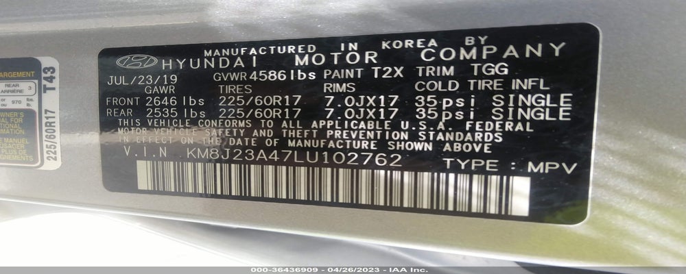 KM8J23A47LU102762 2020 HYUNDAI TUCSON photo no. 9