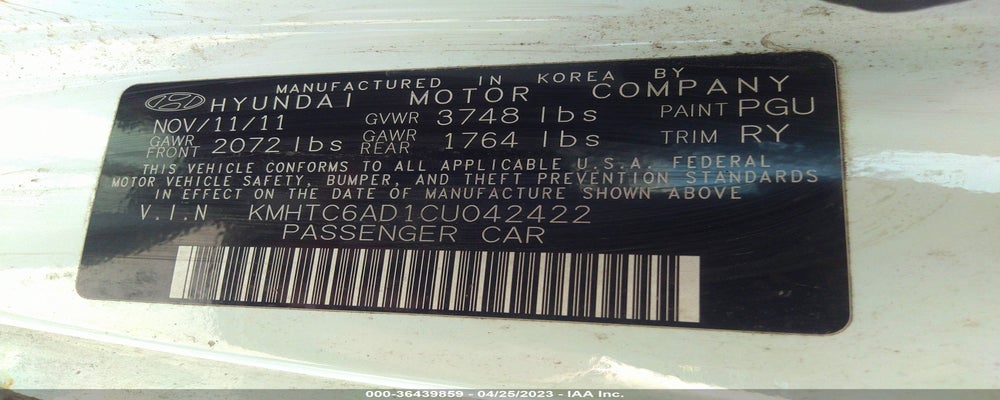KMHTC6AD1CU042422 2012 HYUNDAI VELOSTER photo no. 9
