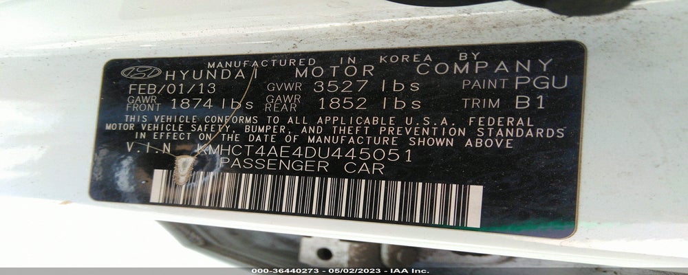 KMHCT4AE4DU445051 2013 HYUNDAI ACCENT photo no. 9