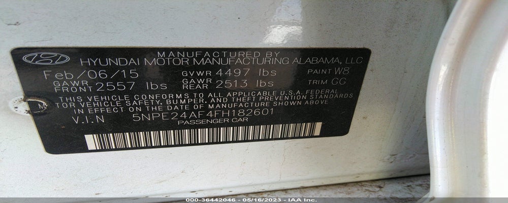 5NPE24AF4FH182601 2015 HYUNDAI SONATA photo no. 9