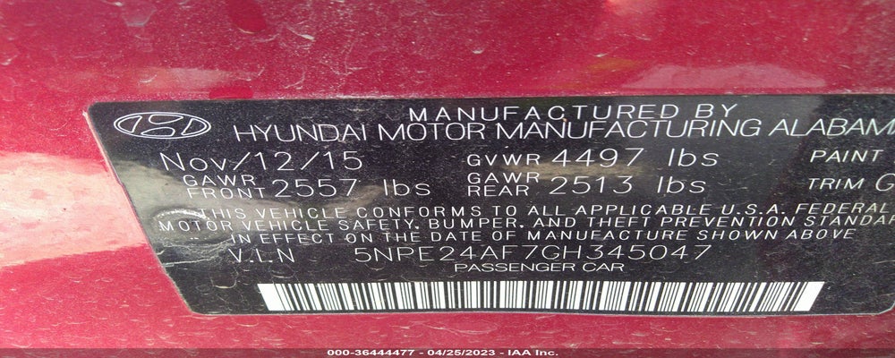5NPE24AF7GH345047 2016 HYUNDAI SONATA photo no. 9