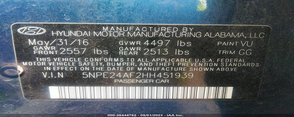 5NPE24AF2HH451939 2017 HYUNDAI SONATA photo no. 9