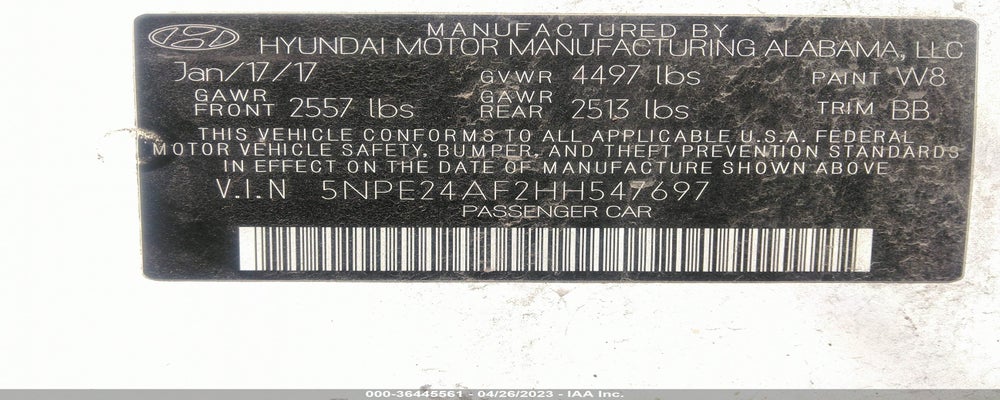 5NPE24AF2HH547697 2017 HYUNDAI SONATA photo no. 9