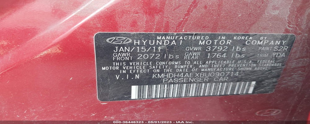 KMHDH4AEXBU090714 2011 HYUNDAI ELANTRA photo no. 9