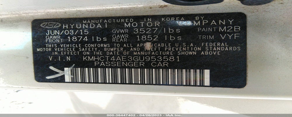 KMHCT4AE3GU953581 2016 HYUNDAI ACCENT photo no. 9