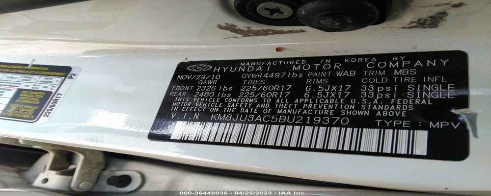 KM8JU3AC5BU219370 2011 HYUNDAI TUCSON photo no. 9