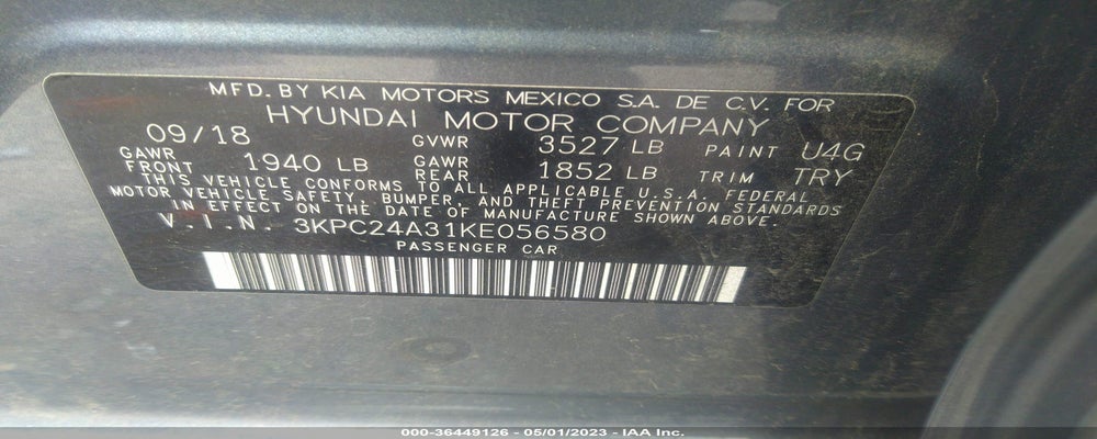3KPC24A31KE056580 2019 HYUNDAI ACCENT photo no. 9