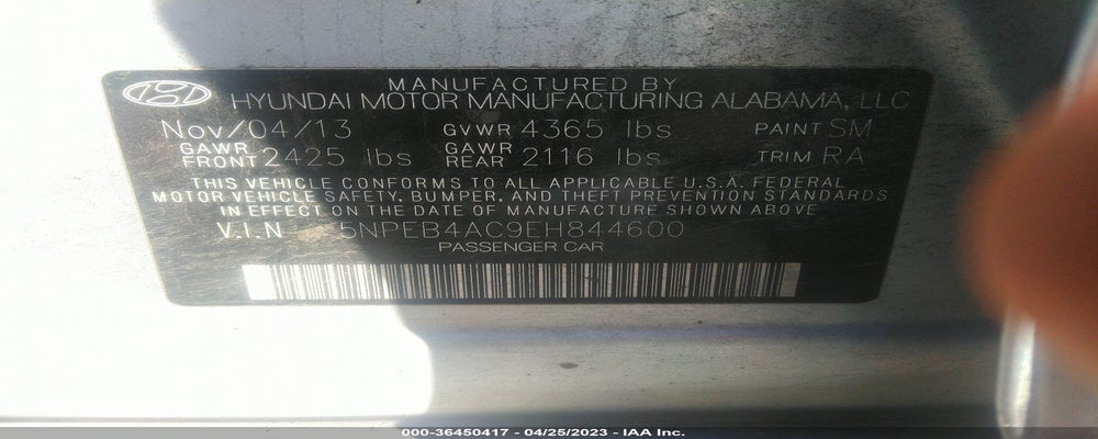 5NPEB4AC9EH844600 2014 HYUNDAI SONATA photo no. 9
