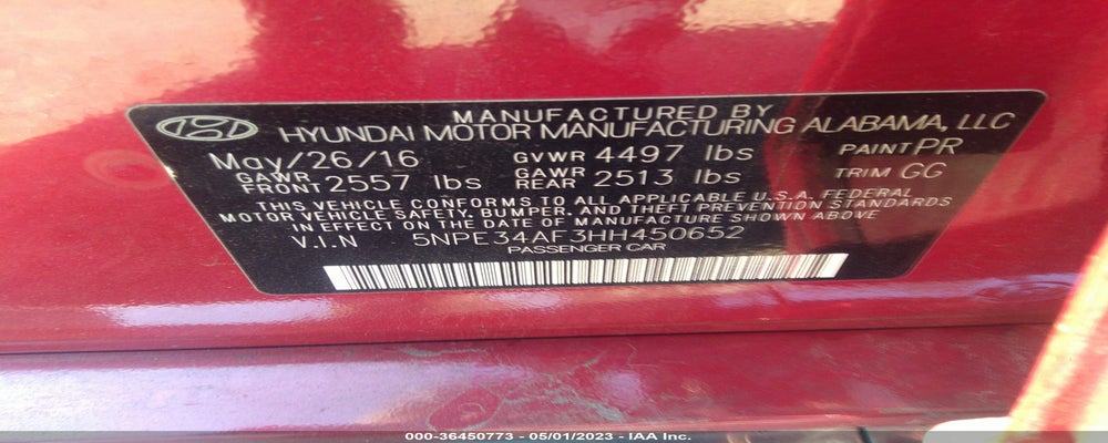 5NPE34AF3HH450652 2017 HYUNDAI SONATA photo no. 9