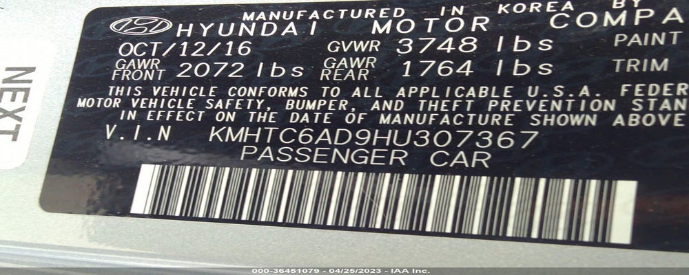 KMHTC6AD9HU307367 2017 HYUNDAI VELOSTER photo no. 9