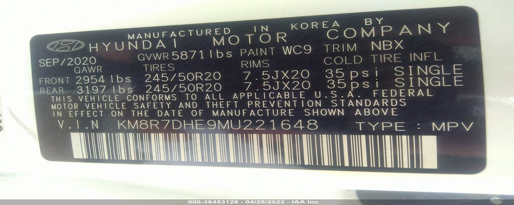 KM8R7DHE9MU221648 2021 HYUNDAI PALISADE photo no. 9