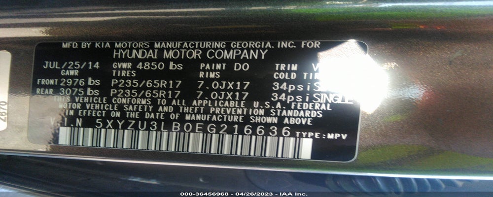 5XYZU3LB0EG216636 2014 HYUNDAI SANTA FE SPORT photo no. 9