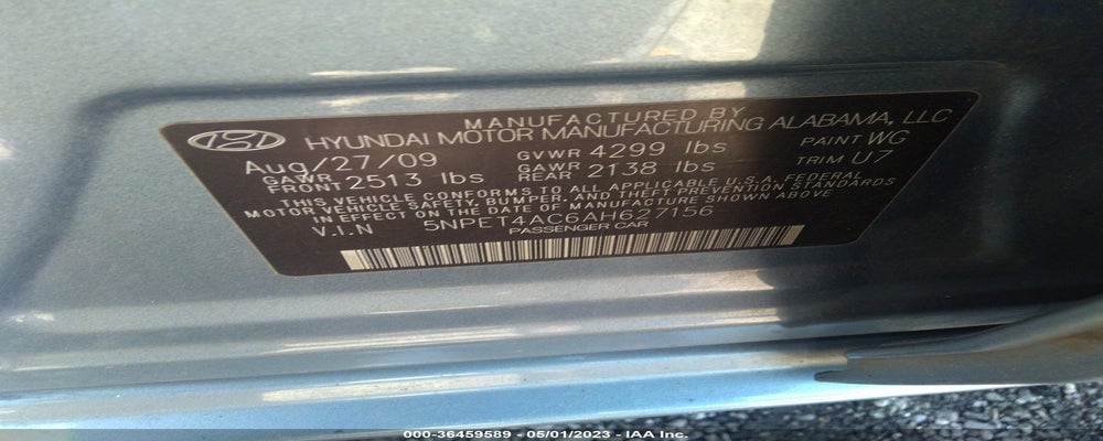 5NPET4AC6AH627156 2010 HYUNDAI SONATA photo no. 9