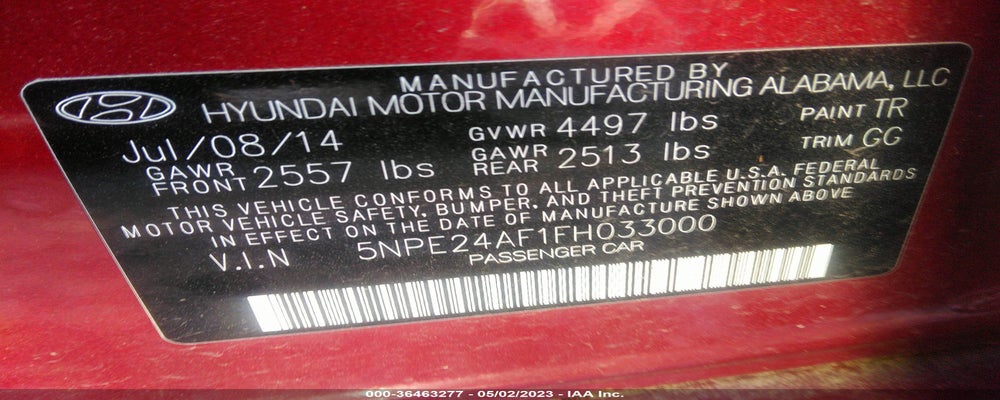 5NPE24AF1FH033000 2015 HYUNDAI SONATA photo no. 9