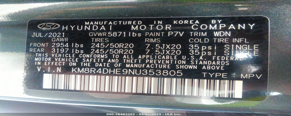KM8R4DHE9NU353805 2022 HYUNDAI PALISADE photo no. 9