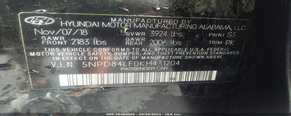 5NPD84LF0KH431204 2019 HYUNDAI ELANTRA photo no. 9