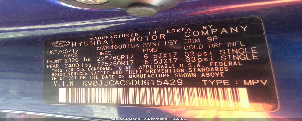 KM8JUCAC5DU615429 2013 HYUNDAI TUCSON photo no. 9