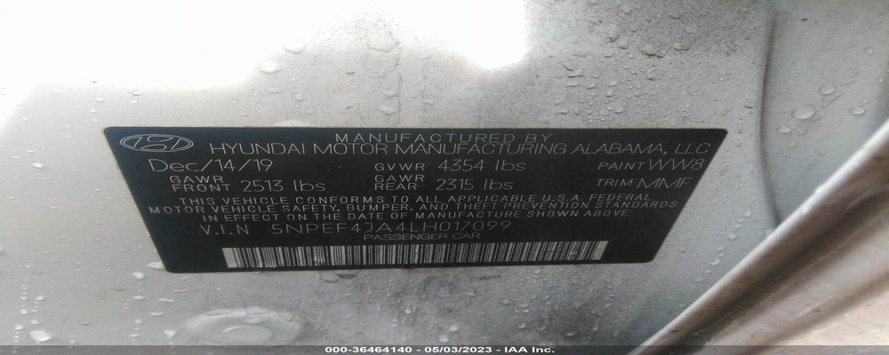 5NPEF4JA4LH017099 2020 HYUNDAI SONATA photo no. 9