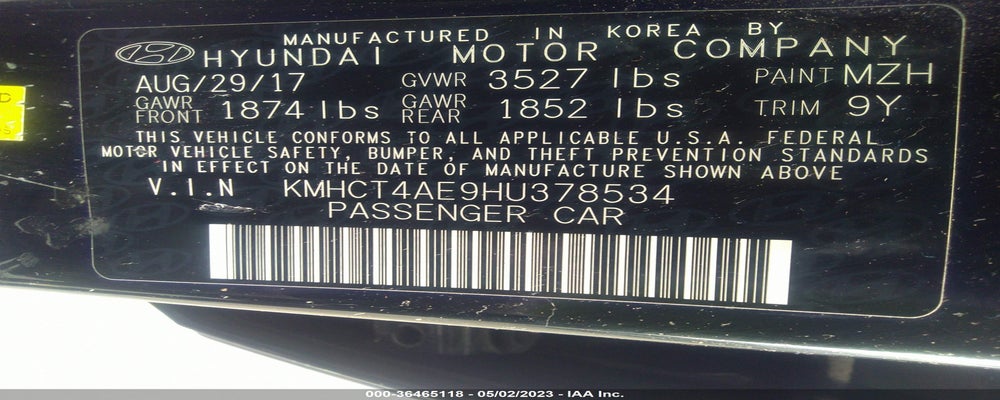 KMHCT4AE9HU378534 2017 HYUNDAI ACCENT photo no. 9
