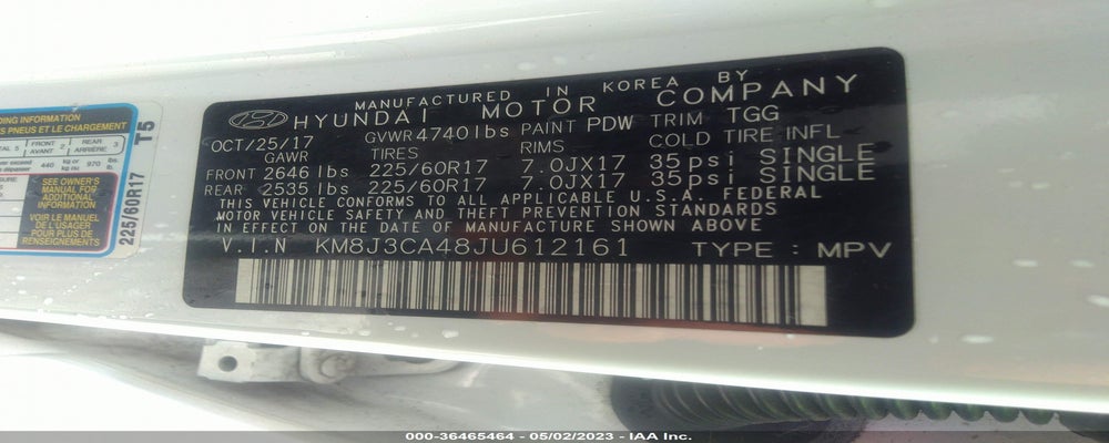 KM8J3CA48JU612161 2018 HYUNDAI TUCSON photo no. 9