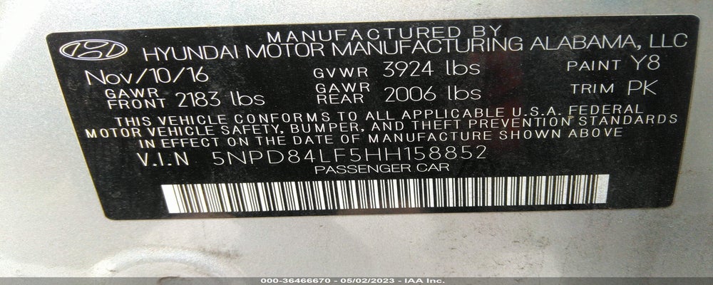 5NPD84LF5HH158852 2017 HYUNDAI ELANTRA photo no. 9