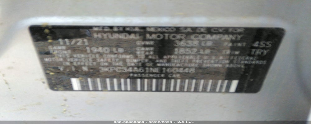 3KPC34A61NE160448 2022 HYUNDAI ACCENT photo no. 9