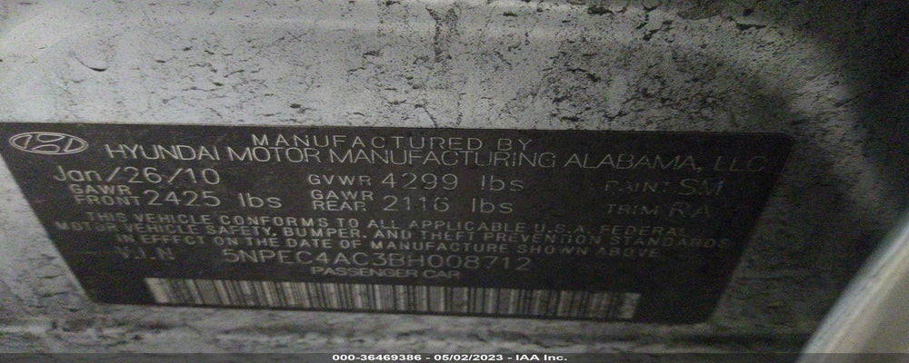 5NPEC4AC3BH008712 2011 HYUNDAI SONATA photo no. 9