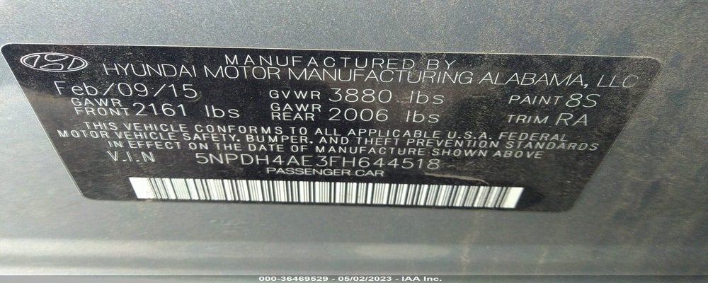 5NPDH4AE3FH644518 2015 HYUNDAI ELANTRA photo no. 9