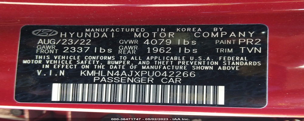 KMHLN4AJXPU042266 2023 HYUNDAI ELANTRA HYBRID photo no. 9